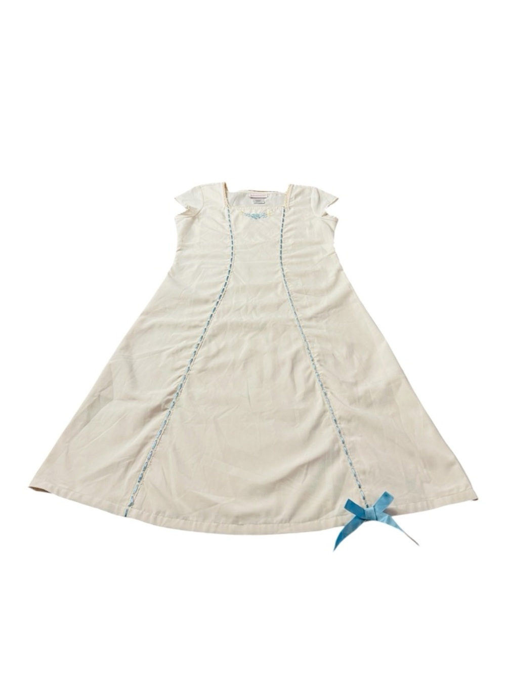 American Girl Cream Dress with Blue Trim and Bow Size 10-12